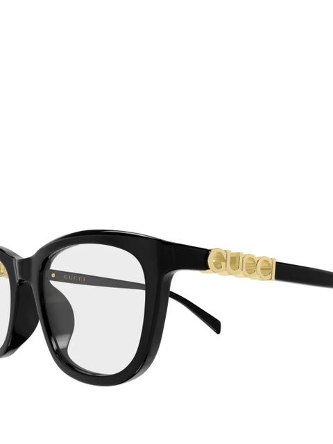 Gucci Eyewear logo oval-frame glasses - Black