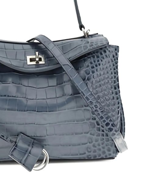 Balenciaga Rodeo small crocodile-effect tote bag - Blue
