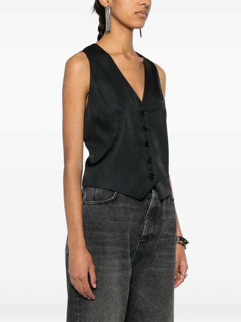 Zadig&Voltaire Emaux satin waistcoat-style top - Black