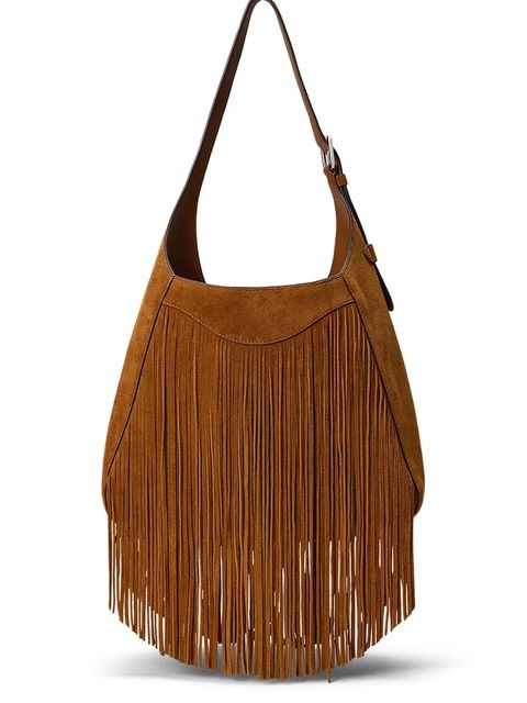 Lauren Ralph Lauren torebka zamszowa kolor brązowy 431980172