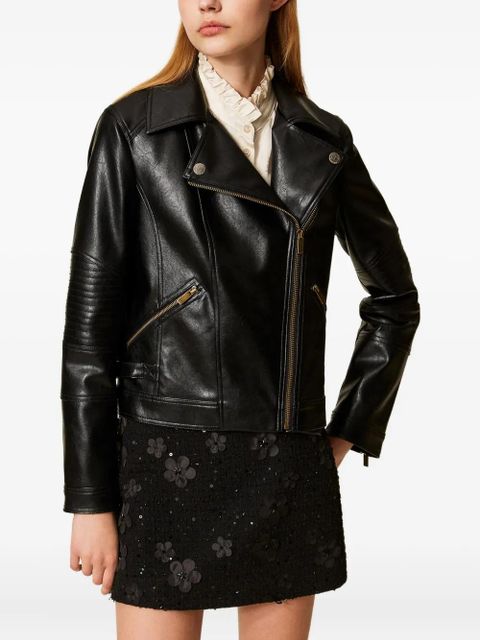 TWINSET biker quilted-panel jacket - Black