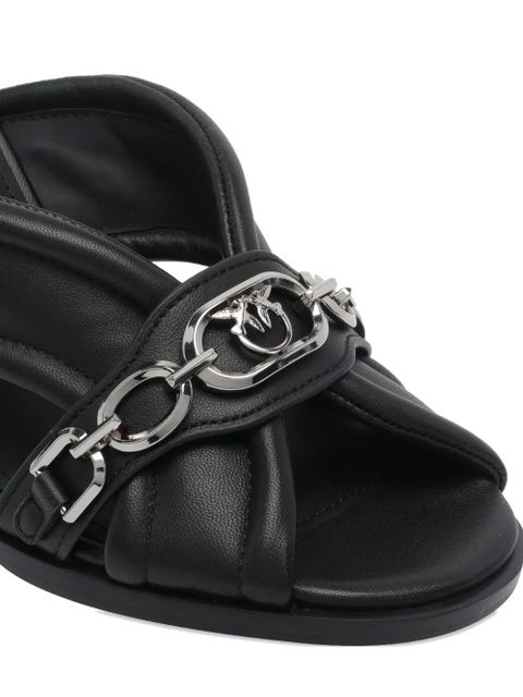 PINKO chain-detail round-toe leather pumps - Black