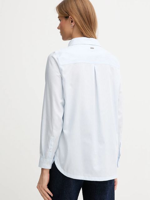 Barbour koszula bawełniana CLAYDON damska kolor niebieski regular z kołnierzykiem klasycznym LSH1695