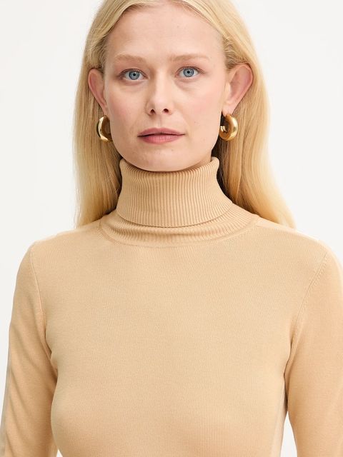 Elisabetta Franchi sukienka kolor beżowy midi dopasowana AM03S56E2