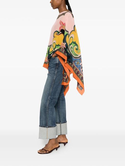 ETRO paisley-print boat-neck poncho - Pink - zdjęcie produktu nr 2
