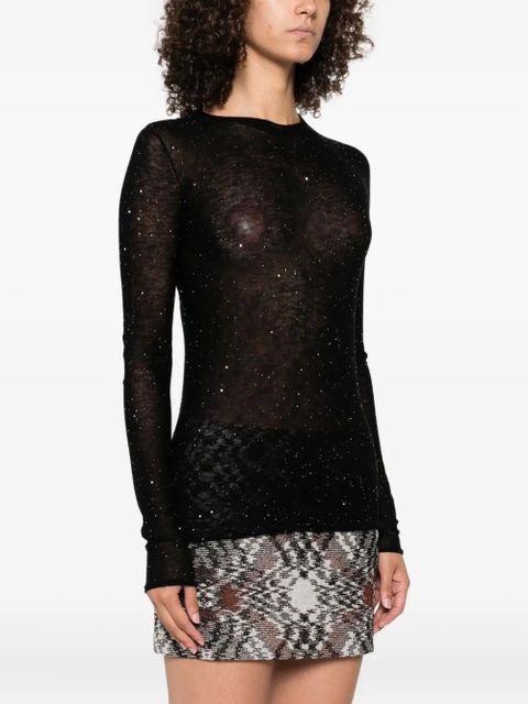 PINKO glitter-embellished long-sleeve top - Black - zdjęcie produktu nr 2