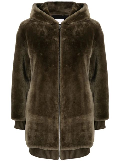 Yves Salomon hooded shearling coat - Green - zdjęcie produktu nr 1