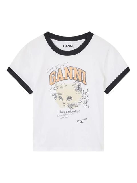 GANNI Kitty-print ringer top - White - zdjęcie produktu nr 1