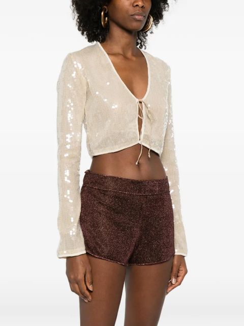 Oséree Marylin sequin tie top - Neutrals