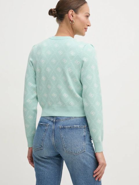 Guess kardigan z domieszką wełny SARAH kolor turkusowy W4BR0D Z3JD2