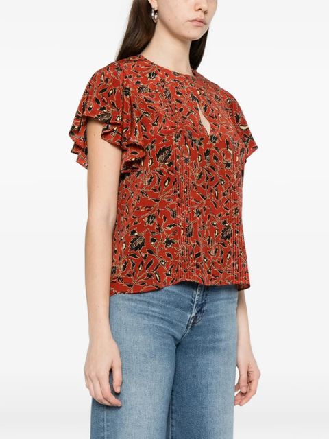 Ulla Johnson Adoni floral ruffled top - Red
