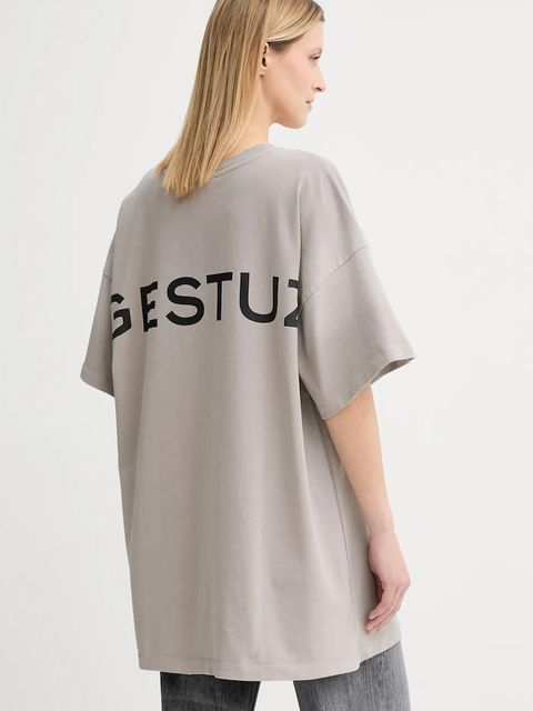 Gestuz t-shirt bawełniany damski kolor beżowy 10910397