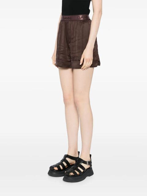 GANNI elasticated shorts - Brown