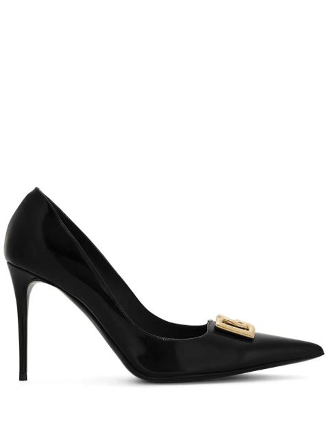 Dolce & Gabbana logo-lettering leather pumps - Black - zdjęcie produktu nr 1