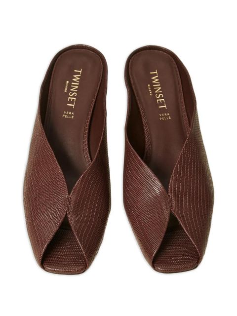 TWINSET embossed-leather heeled sandals - Brown