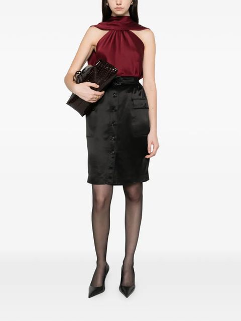 Saint Laurent buttoned belted mini skirt - Black