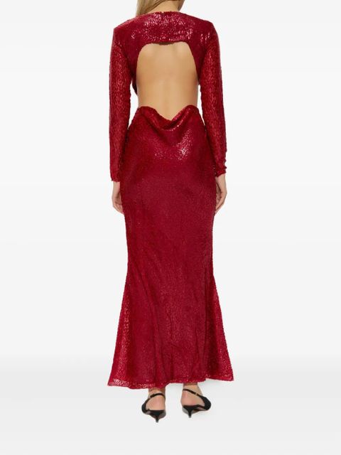 Self-Portrait cut-out long-sleeved dress - Red
