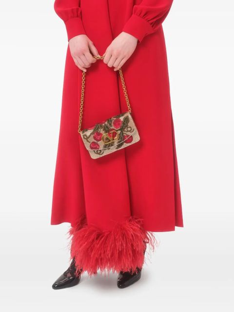 Valentino Garavani feather-trim midi dress - Red