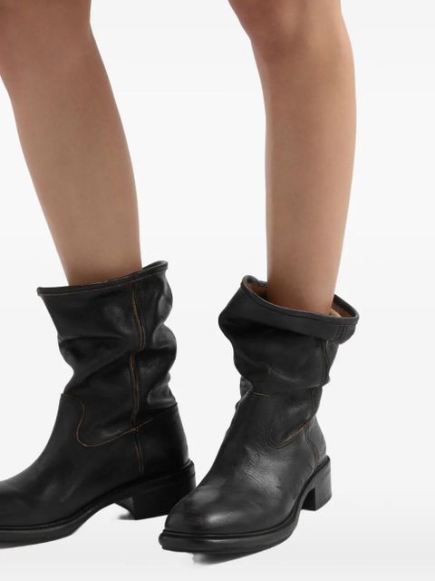 Prada Vintage-effect leather boots - Black