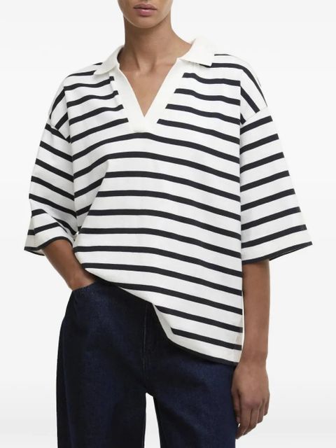 Barbour Inez striped V-neck T-shirt - White