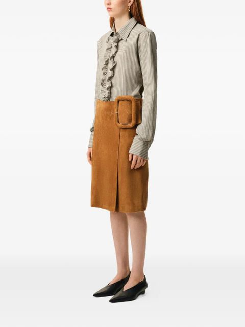 AMI Paris ruffled striped shirt - Grey