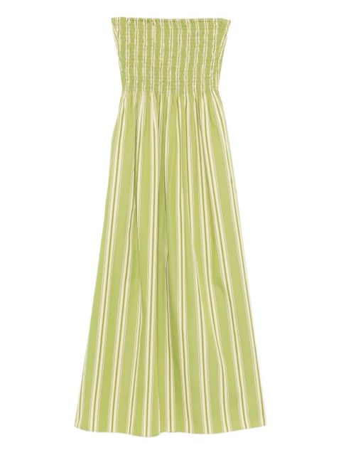 Faithfull the Brand Jamie Midi striped smocked dress - Green - zdjęcie produktu nr 1