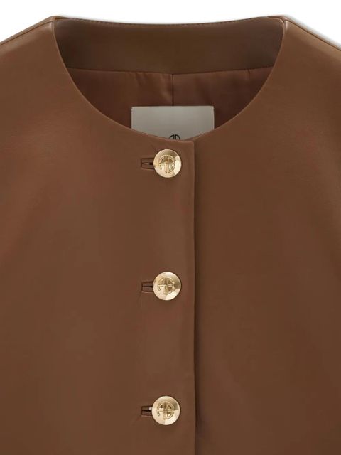 ANINE BING button-fastening leather jacket - Brown