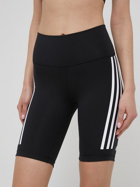 adidas Performance szorty treningowe Optime TrainIcons 3-Stripes H64228 damskie kolor czarny z nadrukiem high waist