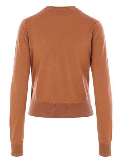 Chloé logo-embroidered crew-neck top - Brown