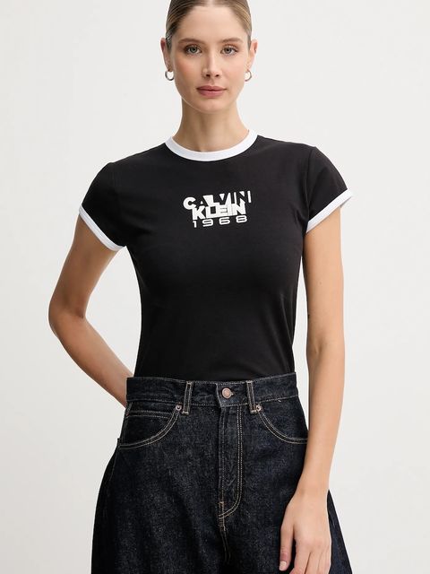Calvin Klein Jeans t-shirt damski kolor czarny LV047D208G - zdjęcie produktu nr 1
