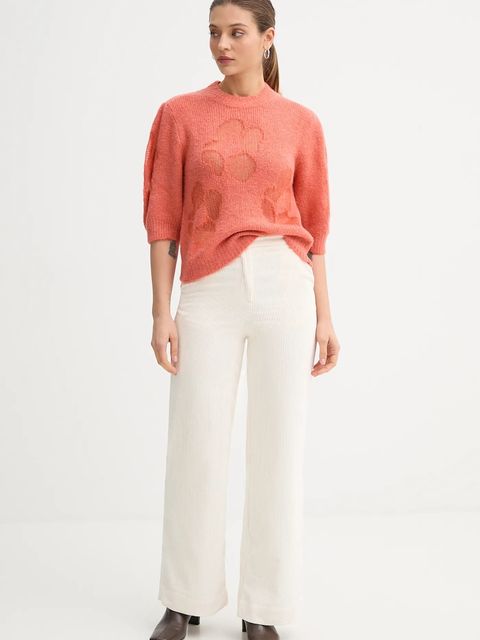 United Colors of Benetton sweter z dodatkiem wełny damski kolor pomarańczowy lekki 18L4E10EV - zdjęcie produktu nr 2