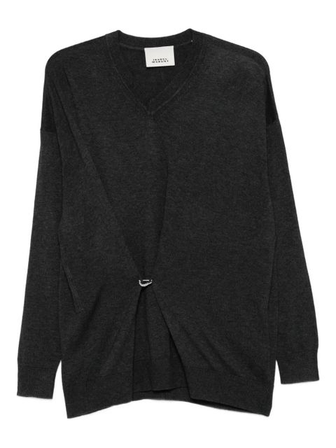 ISABEL MARANT Chiraz V-neck ring-detail sweater - Grey - zdjęcie produktu nr 1