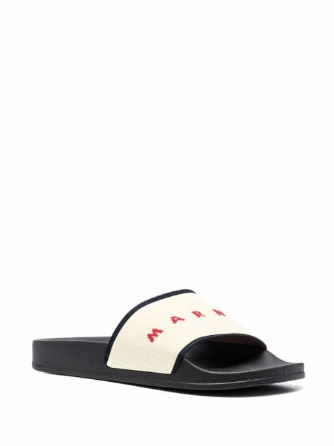Marni logo print strap slides - Neutrals - zdjęcie produktu nr 2