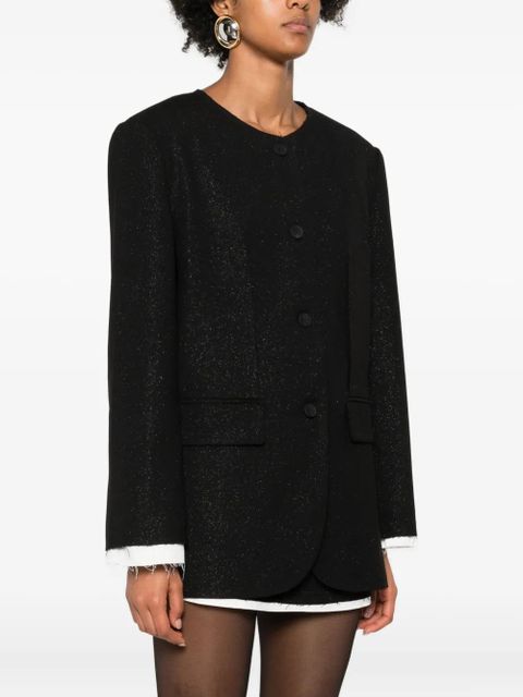 Eleh frayed-hem button blazer - Black