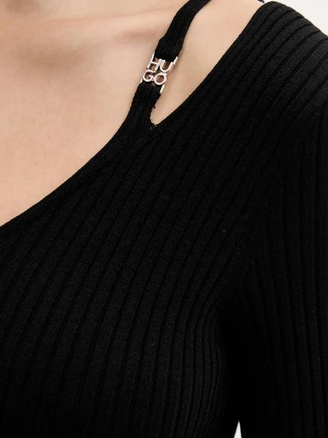 HUGO sukienka kolor czarny midi dopasowana 50538239