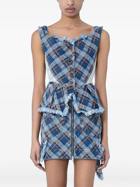Vivienne Westwood frayed plaid-pattern mini dress - Blue - zdjęcie produktu nr 1