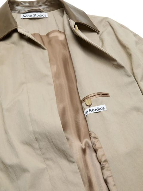 Acne Studios belted leather-collar coat - Grey