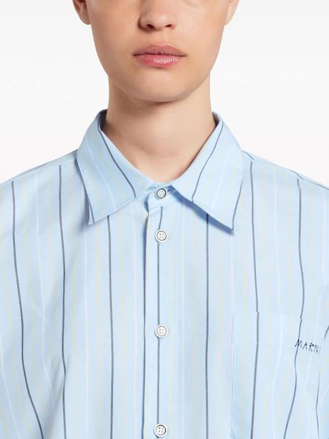 Marni long-length striped cotton shirt - Blue