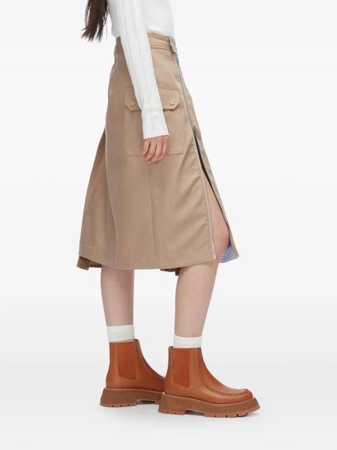 3.1 Phillip Lim zip-pleated cotton midi skirt - Neutrals - zdjęcie produktu nr 2