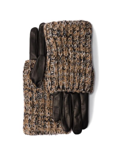 Prada nappa leather and mélange knit gloves - Black - zdjęcie produktu nr 1