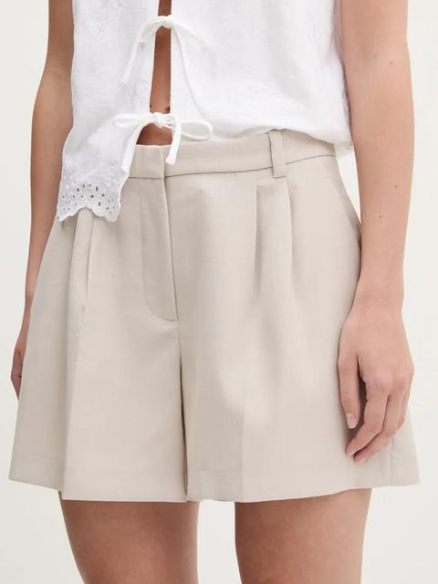 Abercrombie & Fitch szorty damskie kolor beżowy gładkie high waist KI149-5208 - zdjęcie produktu nr 1