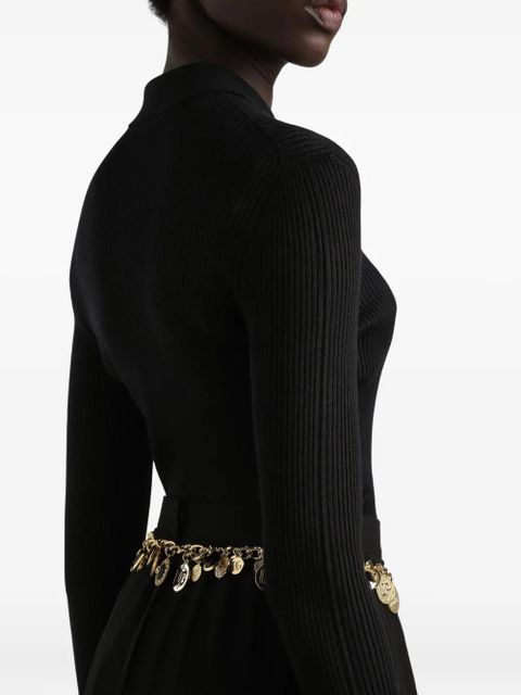 Dolce & Gabbana ribbed long-sleeve polo top - Black