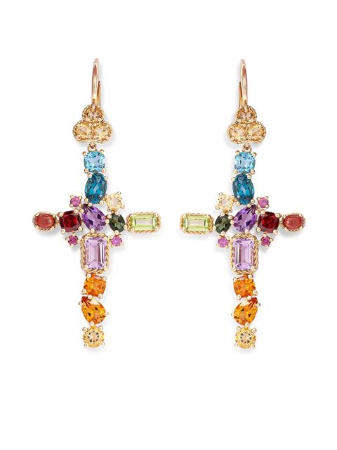 Dolce & Gabbana 18kt yellow gold gemstone cross earrings - zdjęcie produktu nr 1