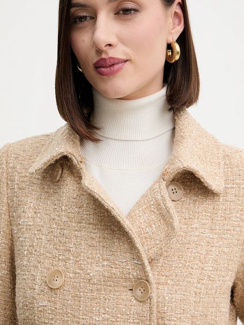 Twinset płaszcz z wełną kolor beżowy 252TP2140