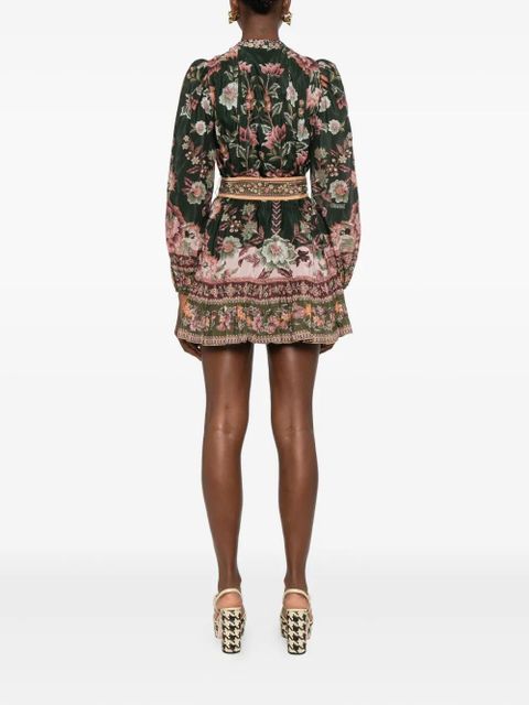 FARM Rio floral-print belted dress - Green
