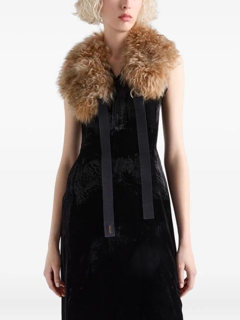 Prada fur-collar bow-detail dress - Black