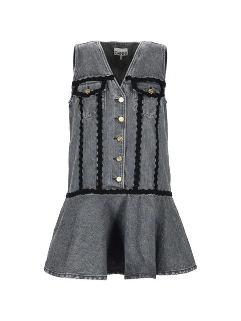 GANNI V-neck flounce dress - Grey - zdjęcie produktu nr 1