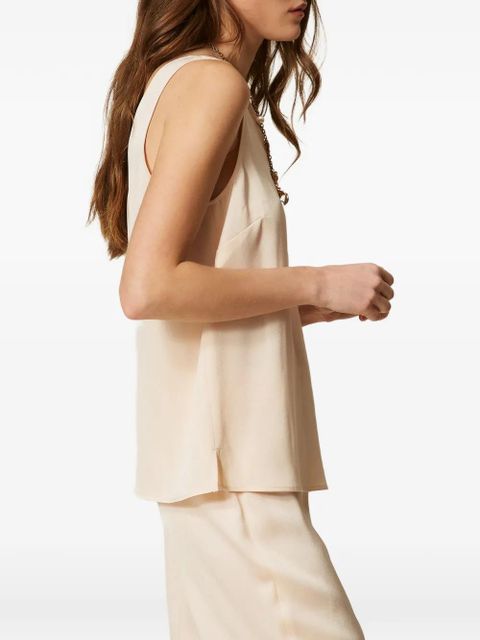 TWINSET V-neck satin top - Neutrals - zdjęcie produktu nr 2