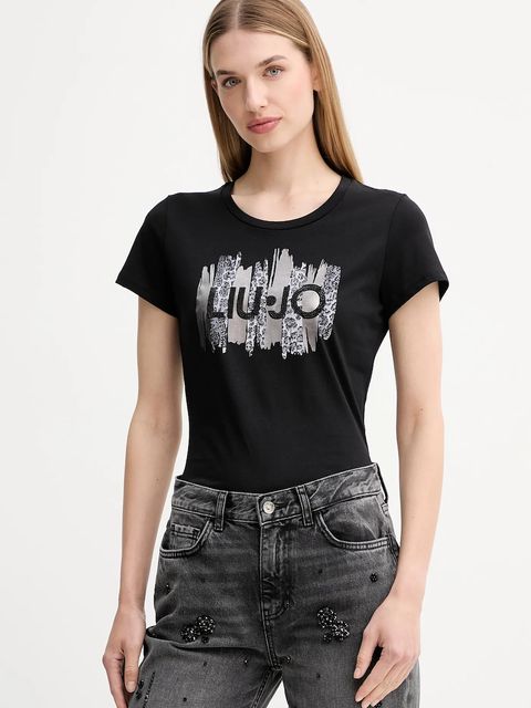 Liu Jo t-shirt bawełniany damski kolor czarny MF5456 JS923 - zdjęcie produktu nr 1