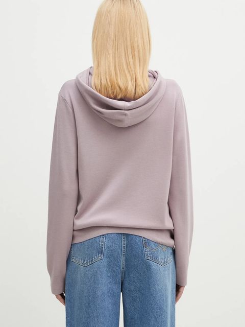 Pangaia bluza wełniana kolor fioletowy z kapturem gładka 10001273
